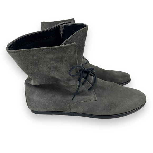 The Flexx Boots Women 10 Gray Leather Suede Ankle Minimalist Buccaneer Goth - Picture 2 of 9